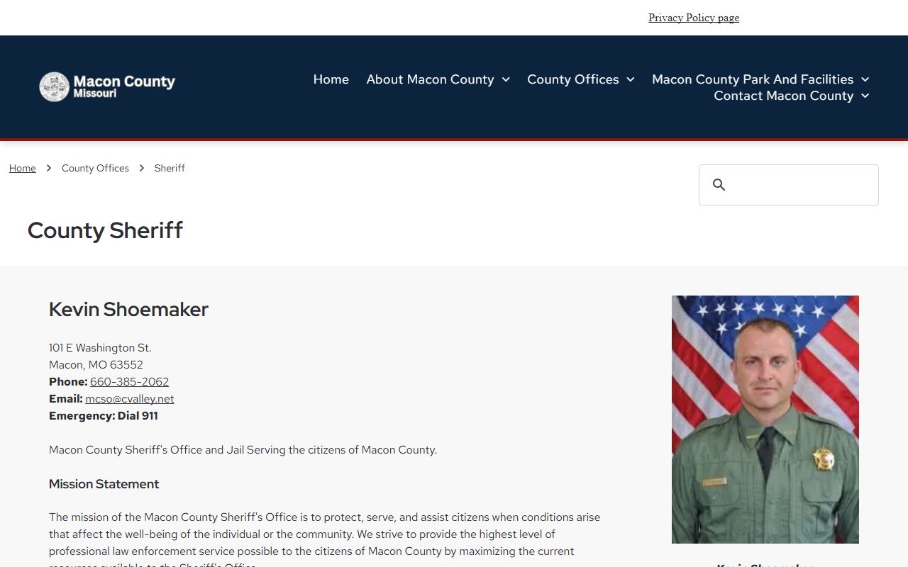 Macon County Jail serving Linn County inmate population custody searches